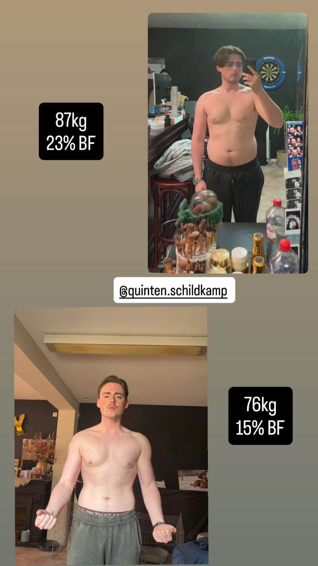 Before and after — body transformation